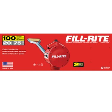 Fill-Rite FR151 Piston Hand Fuel Transfer Pump, 20GPM per 100 Strokes, w/Pail Spout, Telescopic Steel Suction Tube & Vacuum Breaker