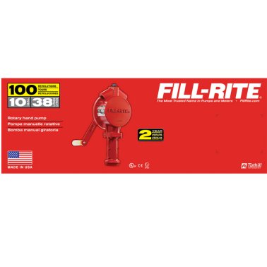 Fill-Rite FR113 Rotary Hand Fuel Transfer Pump, 10GPM per 100 Revolutions, Hose, Pail Spout, Suction Tube & Vacuum Breaker