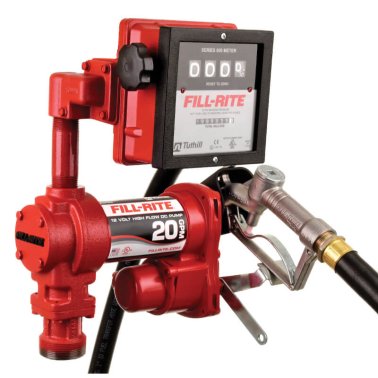 Fill-Rite FR4211H Fuel Transfer Pump, 20GPM, 12VDC, w/Discharge Hose, Manual Nozzle, Suction Pipe & 901C Mechanical Gallon Meter