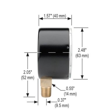 Buy 25-200-30-INH2O NOSHOK, Inc. 2-1/2 in. Gauge Size Low Pressure Diaphragm Dry Pressure Gauge 25-200-30-INH2O 25 200
