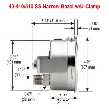Buy 40-510-5000-PSI/BAR-1/4 NOSHOK, Inc. 0 to 5,000 psi Range All Stainless Steel Dry and Liquid Filled Pressure Gauge 40-510-5000-PSI/BAR-1/4 40 410 510 SS U Clamp Dimensions