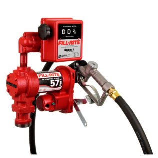 Fill-Rite FR2411H Fuel Transfer Pump, 15GPM, 24VDC, w/Discharge Hose, Manual Nozzle, Suction Pipe & 807C Mechanical Gallon Meter